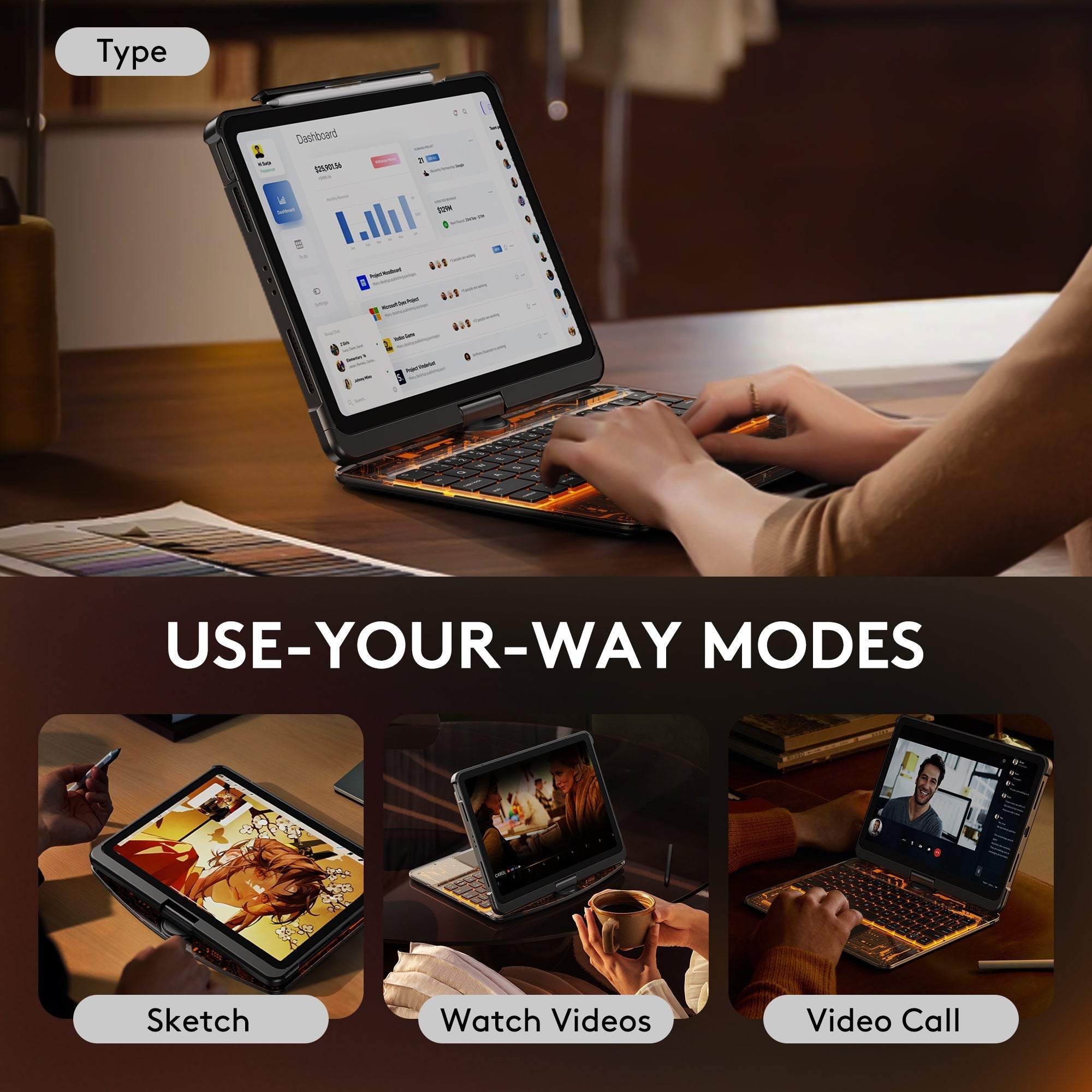 Transparent 360° iPad Keyboard Case
